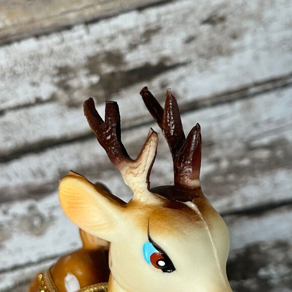 Vintage Christmas Prancing Reindeer Brown Rubber Swivel Head MCM 5in - Picture 7 of 8